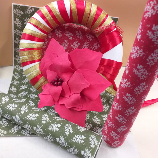 shop online vendita pannolenci stampato fantasia vischio Natale idea stella natalizia fommy gomma crepla su ghirlanda di stoffa pezza feltro morbido rosso