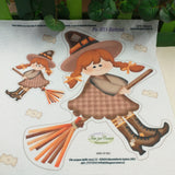 ps-031 halloween strega befana marrone pannolenci stampato pannello pupazzeria cucito creativo bambole di pezza stoffa tessuto