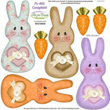 4 coniglietti e mini carote PS-065 pannelli pannolenci stampato pasquale creare idee addobbi decorazioni vetrinistica chiudipacco segnaposto