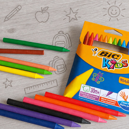 Bic kids kit pastelli a cera colorati per disegni bambini pittura fommy gomma crepla o cera candele