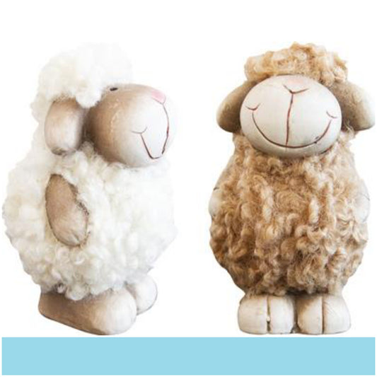 pecora terracotta e tessuto riccio peluche decorazioni pasquali addobbi fai da te per vetrina allestimento idea packaging