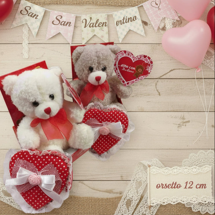 orso su trono happy valentine's day pupazzi peluche San Valentino 14 febbraio idee regalo lui lei pupazzetti scatolina cuore