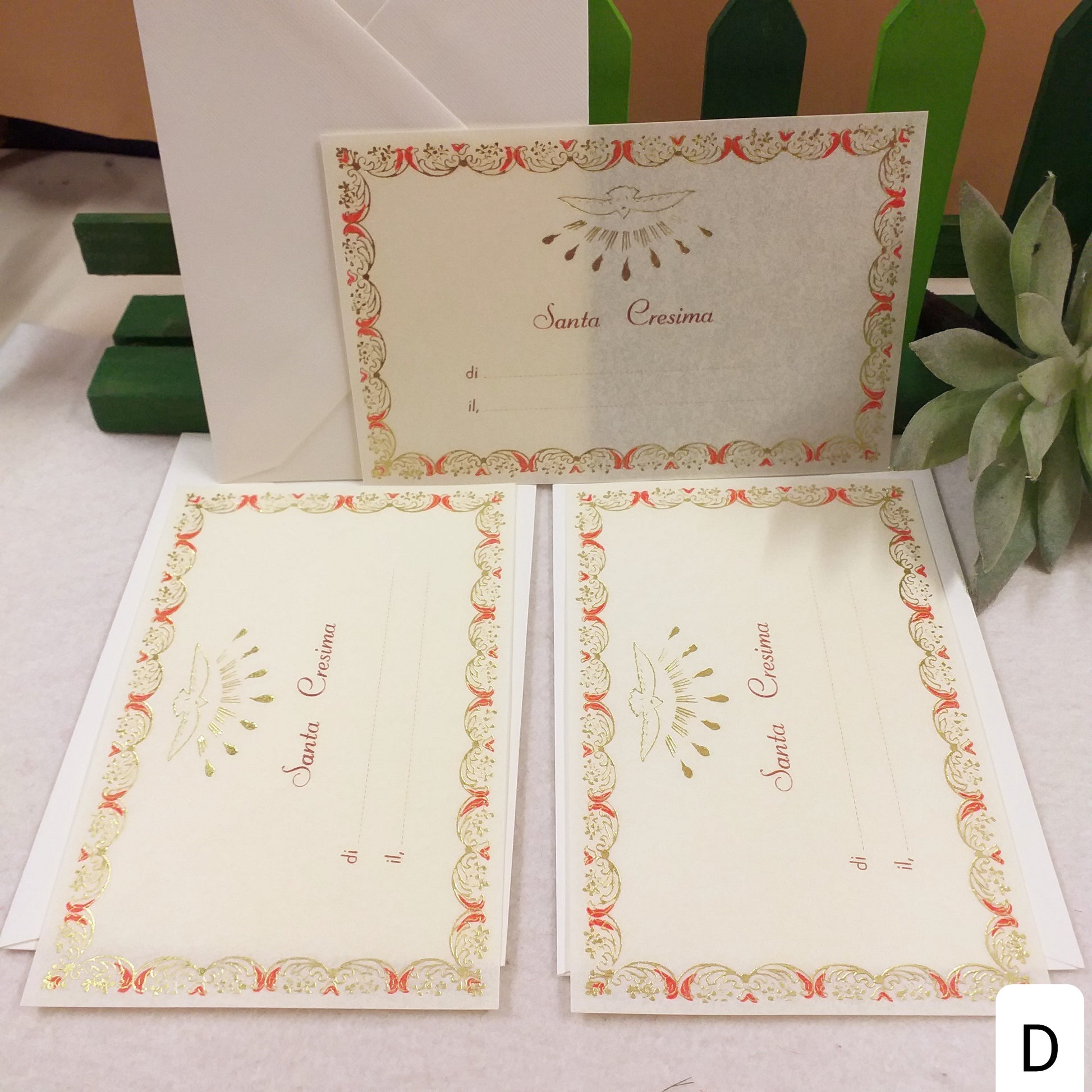 colomba cornice oro lotto D rinnovo vetrina vendita stock ultimi pezzi invito pergamena cresima biglietti cartoncini completi di busta da stampare fai da te scrittura a mano