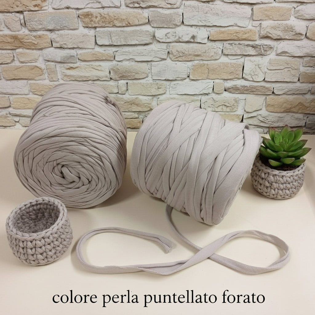 colore perla cotone puntellato forato per cestini uncinetto portavasi portapiante