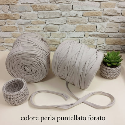 colore perla cotone puntellato forato per cestini uncinetto portavasi portapiante
