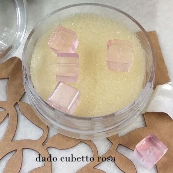 colore rosa dado perle bigiotteria vetro mezzo cristallo cubetto perline uso creare collane orecchini bracciali