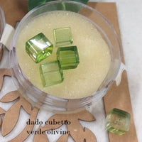 verde olivine dado perle bigiotteria vetro mezzo cristallo cubetto perline uso creare collane orecchini bracciali