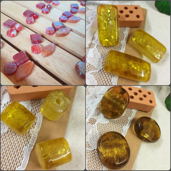 Perle grandi di vetro rosso giallo stock piastre colorate per collane –  hobbyshopbomboniere