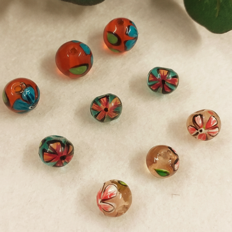 Perle di vetro stile veneziano a lume con fiori e perline fiorellini