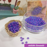 violetto lavanda (fucsia + azzurro) perline rocailles di vetro boemia glass beads perle 9/0 2.5 mm uso fai da te fiori piante bonsai alberi