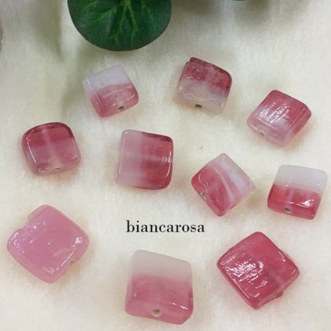 biancarosa colore negozio offerte perle di vetro stile murano pietre quadrate dado piatto a lume
