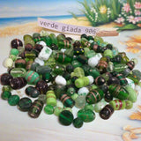 perle verde giada peridoto chiaro bianco avventurina rame miste colorate assortite particolari decorative  in vendita sfuse a mezzo chilo uso per gioielli bijoux bigiotteria collane braccialetti tipo veneziano murano