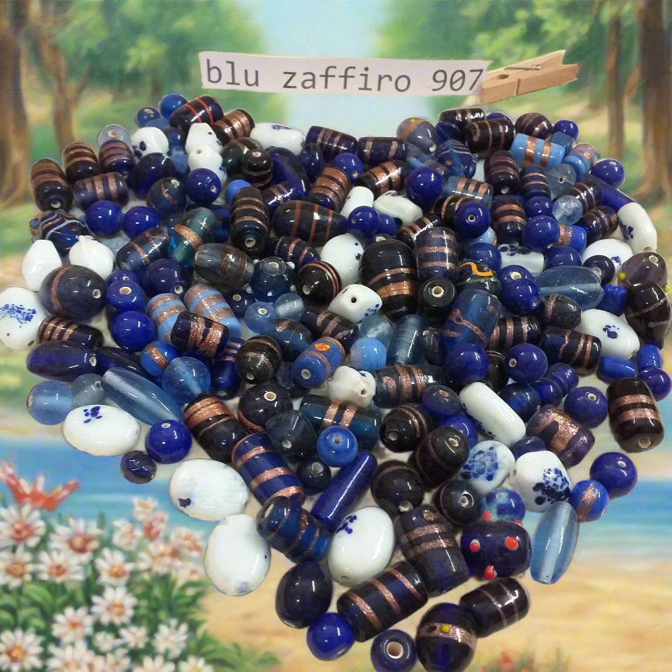 azzurro blu zaffiro celeste vendita perle mezzo chilo sfuse miste colorate assortite decorative per creare collane bigiotteria bijoux gioielli braccialetti perline veneziane murano