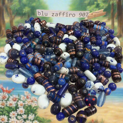 azzurro blu zaffiro celeste vendita perle mezzo chilo sfuse miste colorate assortite decorative per creare collane bigiotteria bijoux gioielli braccialetti perline veneziane murano
