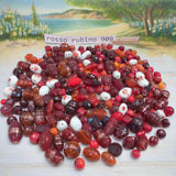 rosso rubino bianco bordò arancio fai da te bijoux collane bigiotteria bracciali con perle miste colorate assortite particolari decorative in vendita sfuse a mezzo chilo uso creazioni handmade tipo veneziano murano