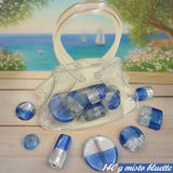 rettangolari piastre medaglie intercalari misto bluette e cristallo perle palline sferette vetro bracciale collana sfuse a peso 140 g stile murano veneziano fai da te bigiotteria gioielli perline manici borse