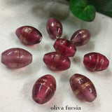 perline forma oliva fucsia grandi con brillantini di avventurina perle vetro bigiotteria stile veneziano murano a lume