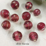 perline sfere palline fucsia grandi con brillantini di avventurina perle vetro bigiotteria stile veneziano murano a lume