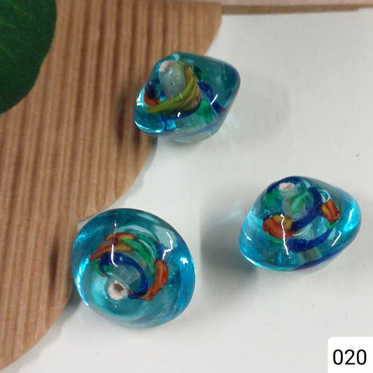 lotto offerta 3 perle forma bicono turchese murrine roselline perline di vetro forme particolari con fiore per collane fai da te creare bijoux bigiotteria orecchini ciondoli bracciali anelli