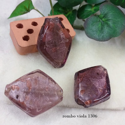 rombo viola 1306 perle piastre pendenti accessori creare ciondoli collane  stile Murano Venezia