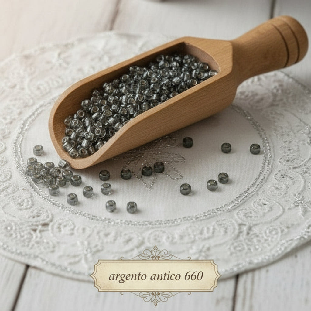 colore argento antico 660 hobby perline conteria di vetro Stafil argentate creare fiori veneziani alberi bonsai piantine rocailles perle beads per alberelli