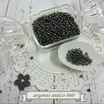 colore argento antico scuro 660 hobby perline conteria di vetro Stafil argentate creare fiori veneziani alberi bonsai piantine rocailles perle beads per alberelli