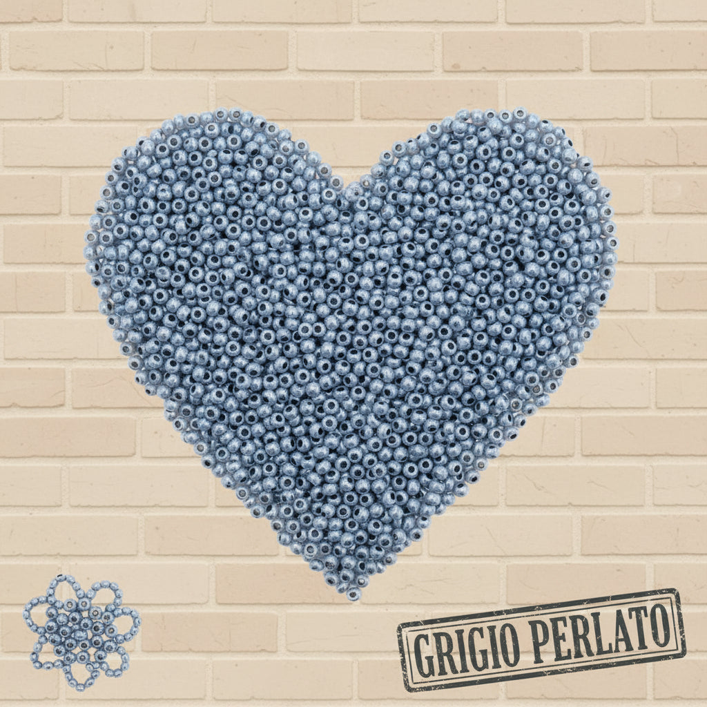 perline di vetro conteria perlata rocailles grigio perlato per fiori bijoux bigiotteria piantine alberelli bonsai
