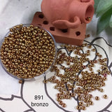 891 bronzo marrone diametro 2.5 mm 9.0 rocailles perline indiane conteria vetro hobby bijoux fiori metalliche esclusive colori metal particolari per bigiotteria