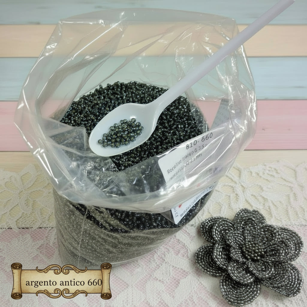 colore argento scuro vendita conteria perline rocailles perle di vetro beads a chilogrammo o mezzo kg