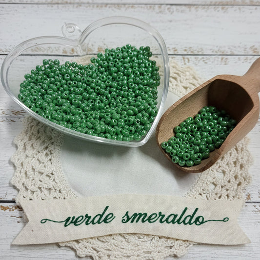 vetro perlato verde smeraldo beads perline rocailles conteria uso per mix bonsai piantine alberelli animaletti tecnica veneziana foglie di fiori piante e alberi