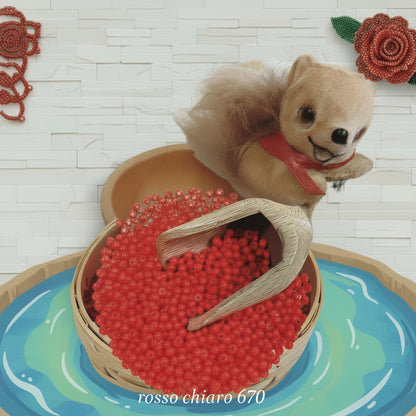 2.5 mm 9.0 conteria rosso chiaro 670 colori rocailles beads hobby perline in vetro fai da te fiori alberini piante bonsai uso tissage tessitura intreccio centrini fiori veneziani bigiotteria bijoux