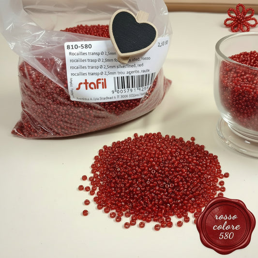rosso Natale perline Stafil negozio a peso 1 kg o mezzo chilogrammo conteria rocailles di vetro argento per fare fiori veneziani piantine
