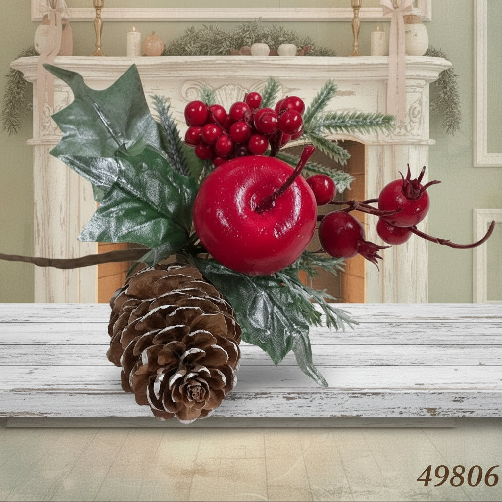 abete pino edera pigna bacche rosse mela foglie artificiale decorazioni Natale vetrine casa bricolage bomboniere hobby creativi fai da te uso addobbi arts crafts materiali hobbistica chiudipacco regalo natalizio packaging vetrinistica