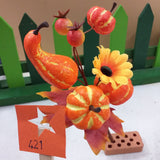 pick stelo gambo bastoncino per fioristi zucche arancioni con foglie ornamentali finte artificiali decorative uso creare decorazioni halloween vetrine autunnali