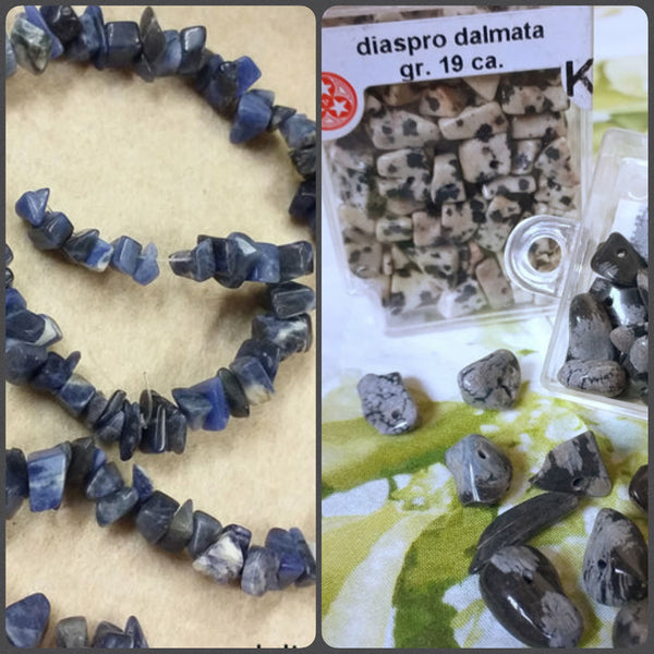 sodalite blu diaspro dalmata ossidiana chips frammenti pietre pietruzze schegge uso fai da te bijoux gioielli di bigiotteria