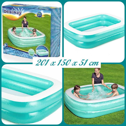 piscina rettangolare gonfiabile media 201 cm per famiglia e bambini uso giardino spiaggia campeggio cortile balcone terrazzo