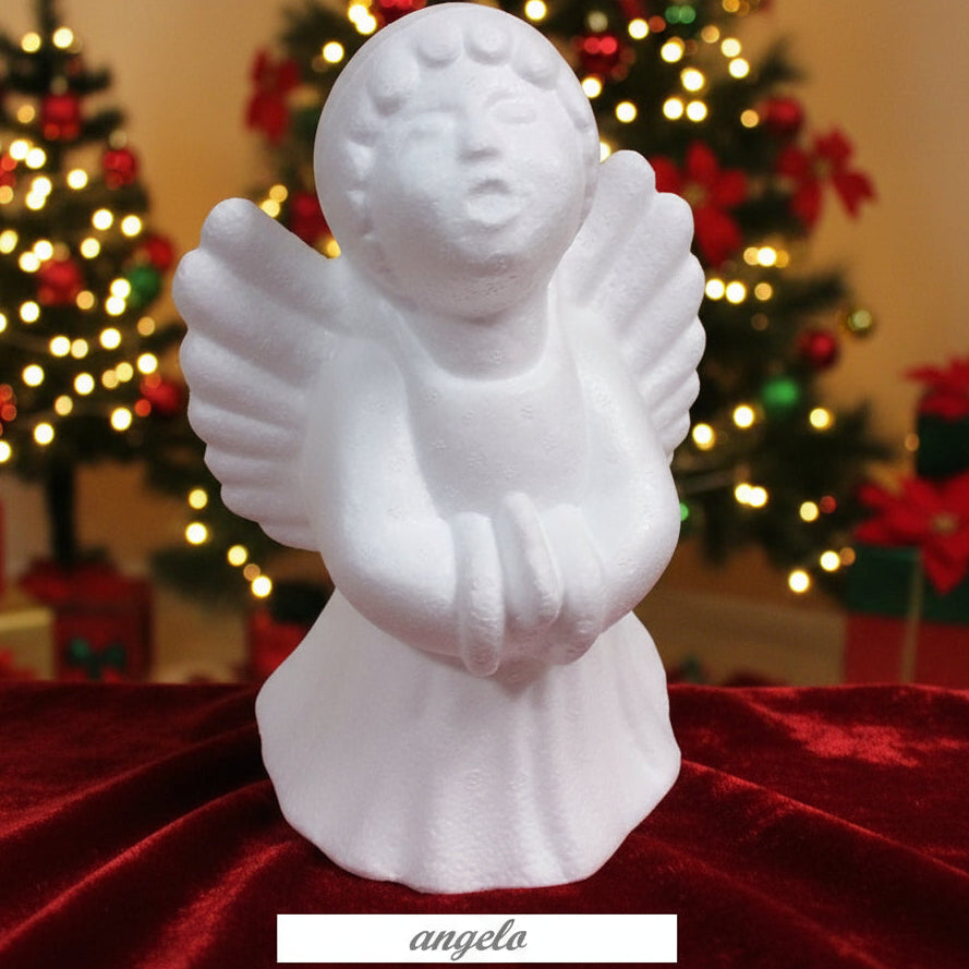 styrofoam da hobbistica sagoma angelo oggetti polistirolo angioletto in piedi cantante da decorare fai da te per decorazioni natalizie