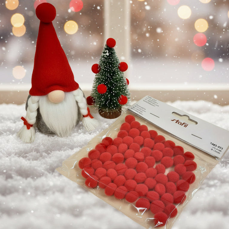 pompon rossi di ciniglia palline per balocchi albero di natale miniature decorazioni addobbi lavoretti creativi