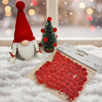 pompon rossi di ciniglia palline per balocchi albero di natale miniature decorazioni addobbi lavoretti creativi