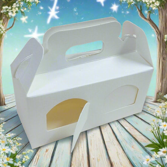 scatole portavasetti bianca 2 finestrelle fori scatoline porta barattoli vetro ceramica metallo per confezionare miele marmellata confetture creme alimentari enogastronomia erboristeria enoteca regalo bomboniere pasquali matrimonio comunione
