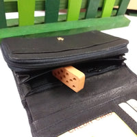 cerniere e colore nero ecopelle portafoglio donna scomparti portacarte borsellino centrale portadocumenti classico idea regalo