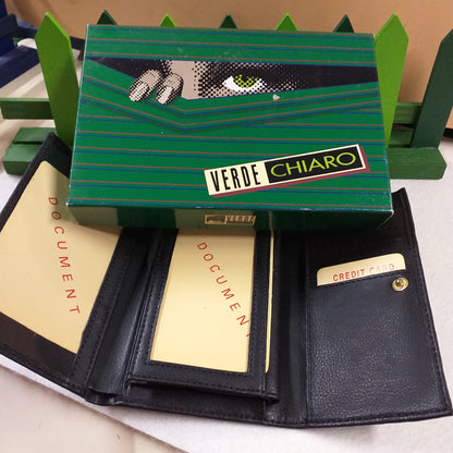 organizzazione interna colore nero ecopelle portafoglio donna scomparti portacarte borsellino centrale portadocumenti classico idea regalo