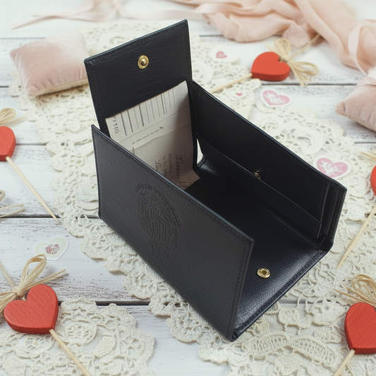 confezione san valentino porta-assegni borsellino portafoglio donna economico scomparti ecopelle nero