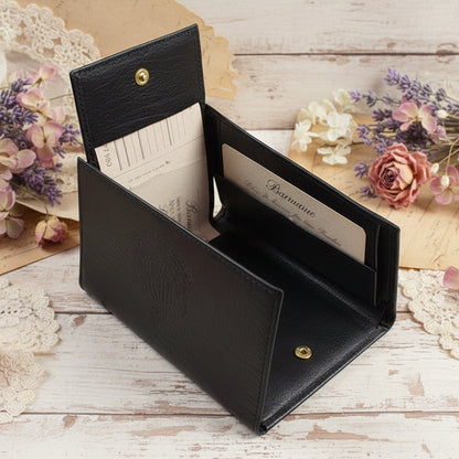 porta-assegni borsellino portafoglio donna economico scomparti ecopelle nero