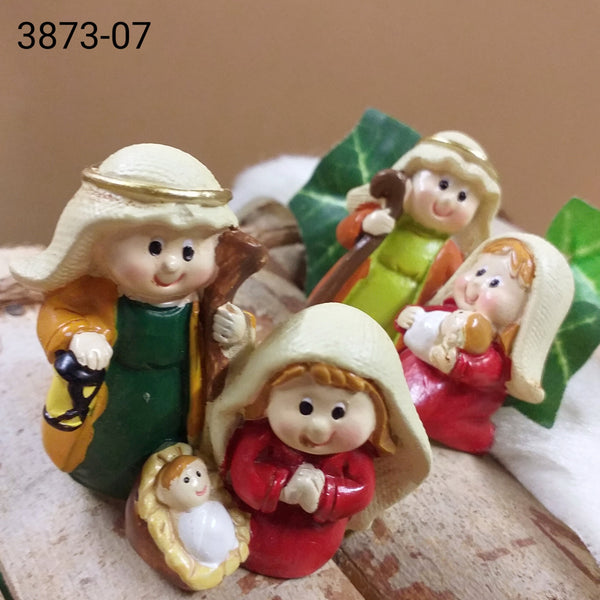 rosso verde 3873-07 stafil statuine colorate stile baby bambini gruppo Natività Giuseppe Maria Gesù Bambino miniatura ceramica artigianale etnico moderno originale