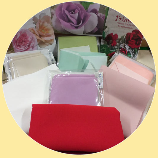rosso rosa pesca lilla bianco latte beige verde salvia e reseda colori stoffa tessuto termoformabile termomodellabile termico primette renkalik creare rose fiori girasole con stampi per Fommy Natale e primavera