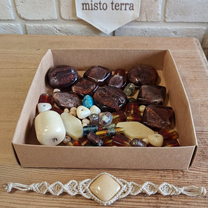 rettangolari misto terra marrone rosso beige perle palline sferette vetro bracciale collana sfuse a peso quarto di chilo stile murano veneziano fai da te bigiotteria gioielli perline