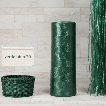verde pino 20 Stafil rafia sintetica colorata per uncinetto borse tappeti idea cestini uso packaging natalizio pasquale confezionamento pacchi regalo bomboniere fai da te vendita a peso rotolo 100 g