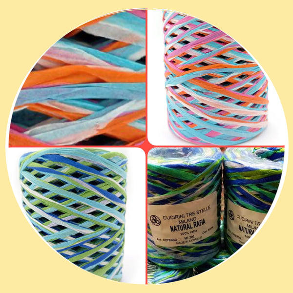 Sfumata rafia naturale uncinetto borse cappelli colorata