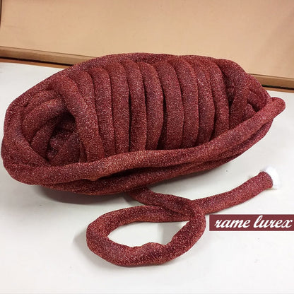 rame lurex glitter brillantini lamè fettuccia ripiena marshmallow filato borse gigante grosso spesso imbottito chunky bags tubolare intrecciare a mano senza uncinetto pochette